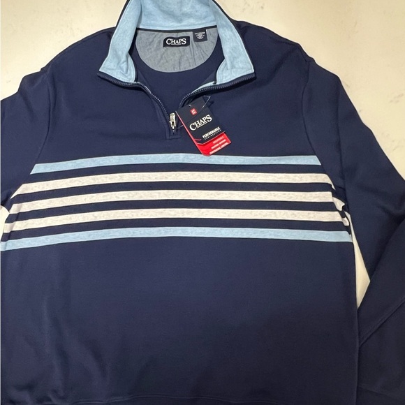 Chaps Men's Blue and Gray Zip-Up Sweater - Picture 4 of 15